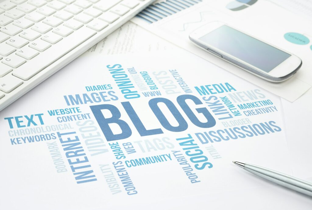 Blog concept cloud chart print document.